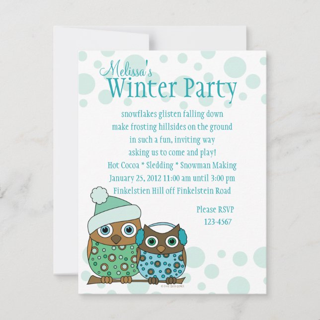 Snow Owls Invitation (Front)