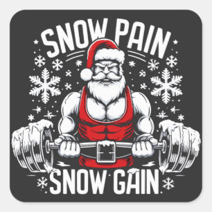 Snow Pain Snow Gain Festive Christmas Gym Workout Square Sticker
