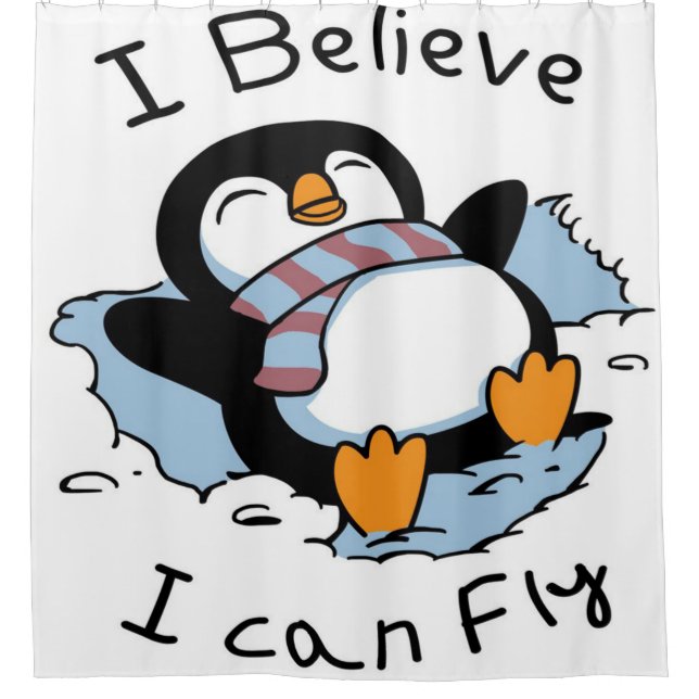 Snow Penguin Shower Curtain (Front)