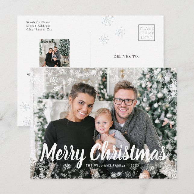Snow Photo Christmas Postcard (Front/Back)