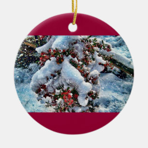 Snow pictures on an orniment ceramic tree decoration