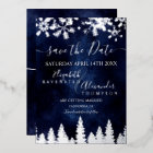  snow pine navy blue Christmas Save The Date