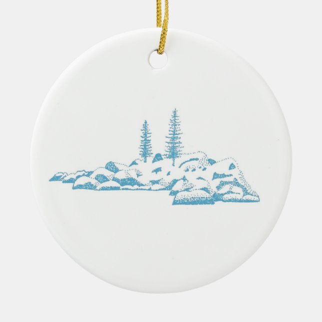 Snow Pine Rocks Ornament (Front)