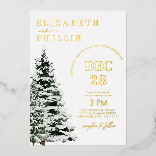 Snow Pine Trees Christmas Winter Holiday Wedding
