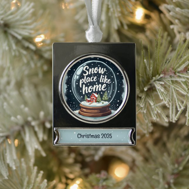 Snow Place Like Home Holiday Quote Silver Plated Banner Ornament (Tree)