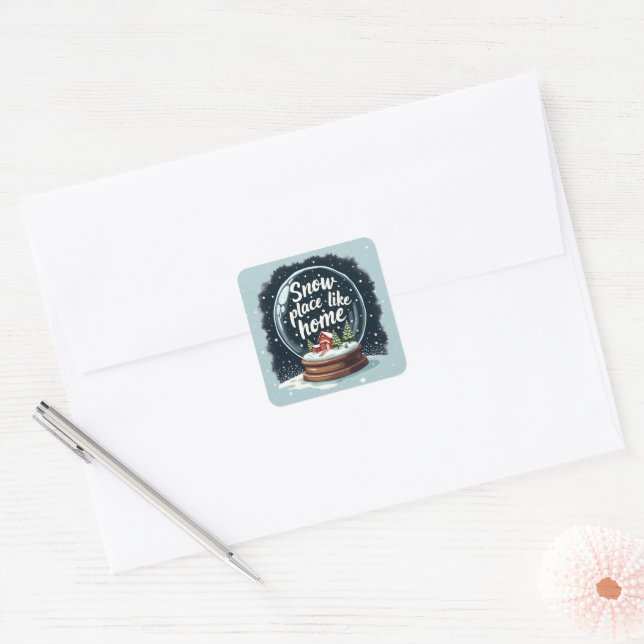 Snow Place Like Home Holiday Quote Square Sticker (Envelope)