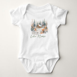 Snow Place Like Home, Mountain Cabin Christmas Baby Bodysuit