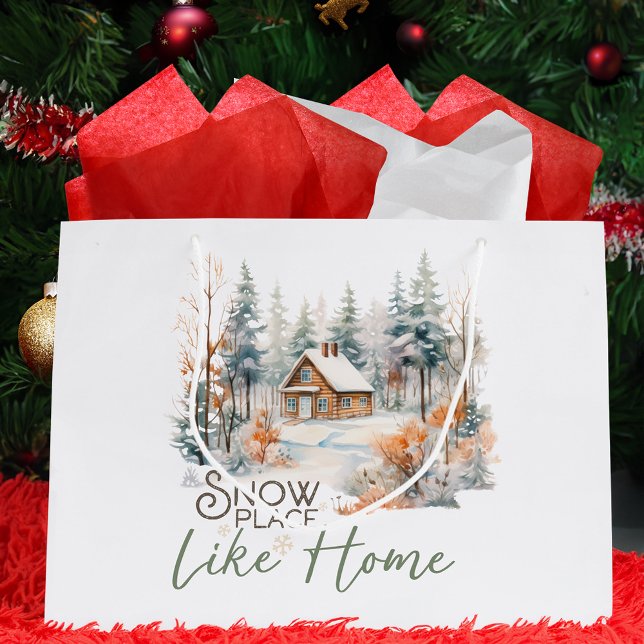 Snow Place Like Home, Mountain Cabin Christmas Large Gift Bag (Creator Uploaded)