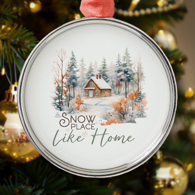 Snow Place Like Home, Mountain Cabin Christmas Metal Tree Decoration (Creator Uploaded)