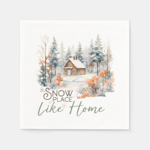 Snow Place Like Home, Mountain Cabin Christmas Napkin