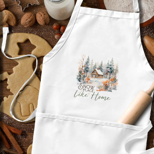 Snow Place Like Home, Mountain Cabin Christmas Standard Apron