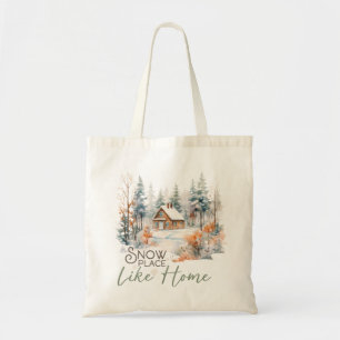 Snow Place Like Home, Mountain Cabin Christmas Tote Bag