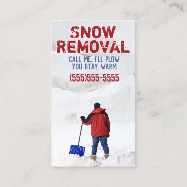 Snow Plough Advertising.Snow Removal Business Referral Card (Front)