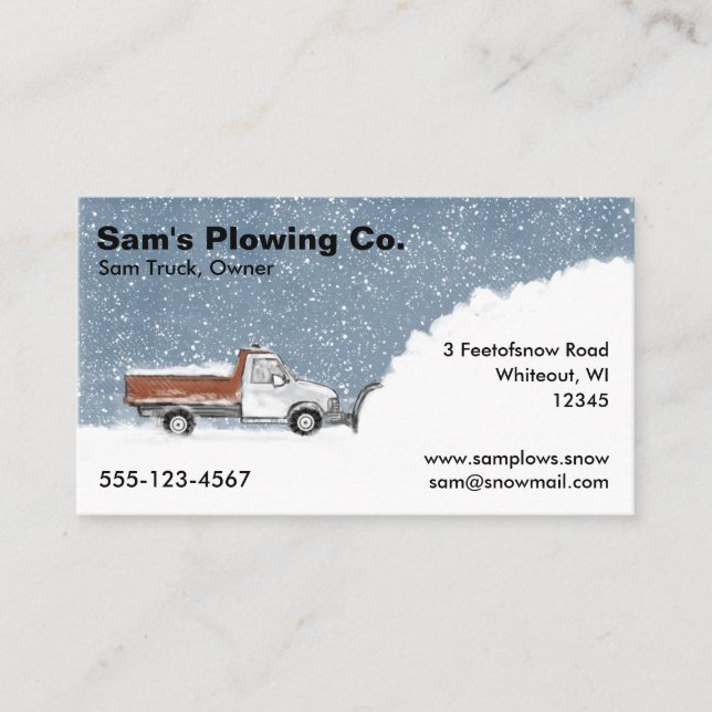 Snow Plough Business - Pickup Truck Snow Removal Card (Front)