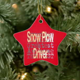 Snow Plough Driver Extraordinaire Ceramic Tree Decoration