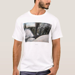 Snow Plough Railroad Clearing Tracks in Rocky T-Shirt