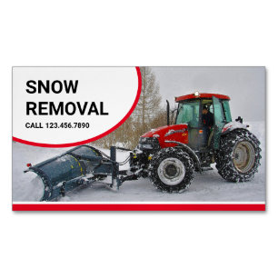 Snow Plough Tractor Snow Removal Service Magnetic Business Card