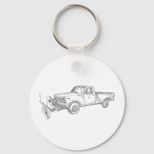 Snow Plough Truck Doodle Art Key Ring