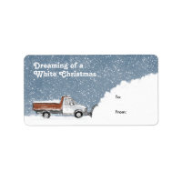 Snow Plough Truck Holiday Gift Labels | Winter Sno