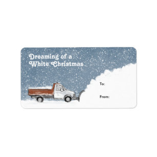 Snow Plough Truck Holiday Gift Labels Winter Sno