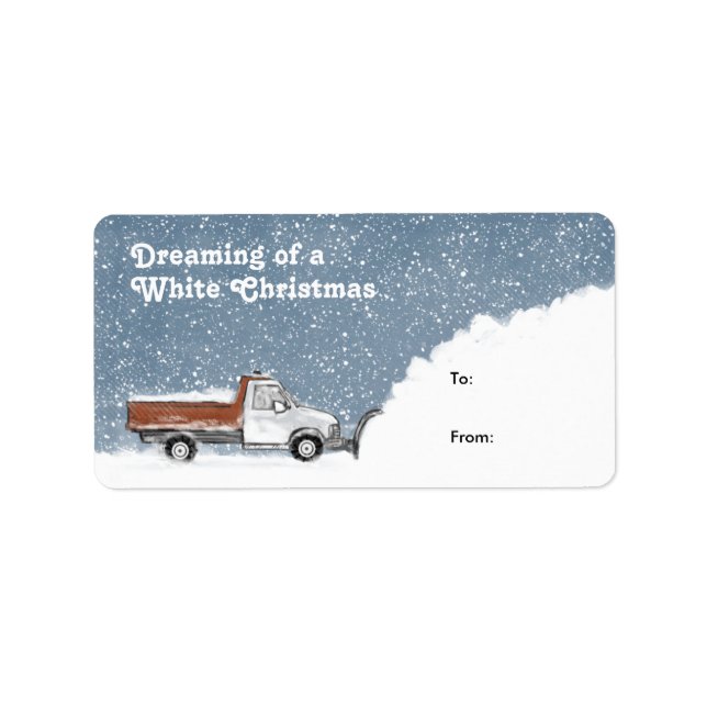 Snow Plough Truck Holiday Gift Labels | Winter Sno (Front)