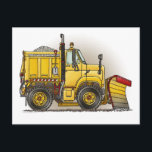 Snow Plough Truck Post Card<br><div class="desc">This is one of many construction equipment gifts featuring construction equipment images by artist,  Richard Neuman. Every piece of heavy equipment is drawn in high detail yet always has a touch of whimsy. His unique work is in homes and offices in every state and around the world. Enjoy!</div>