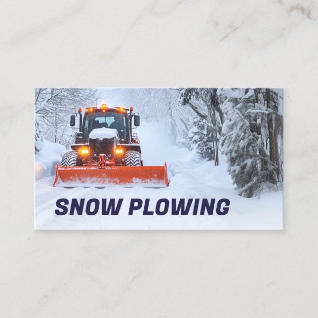 Snow Ploughing & Removal Service Tractor Photo Business Card (Front)