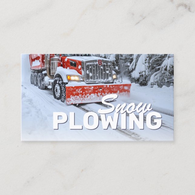 Snow Ploughing & Removal Service Truck Photo Business Card (Front)