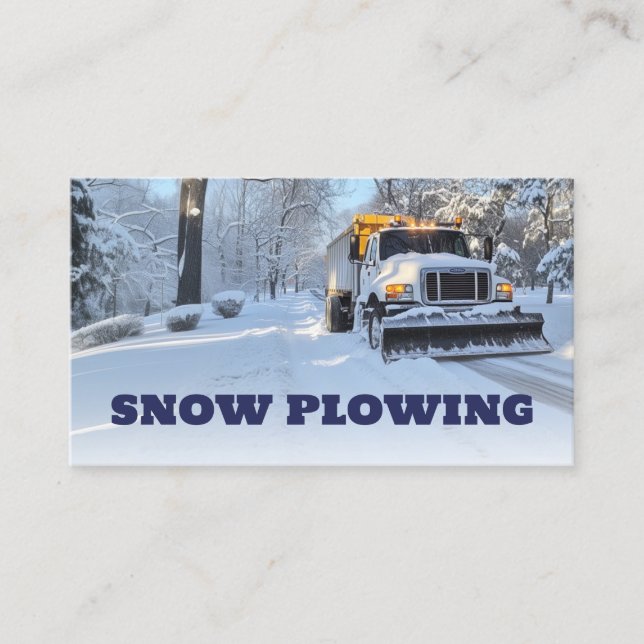 Snow Ploughing & Removal Service Truck Photo Business Card (Front)