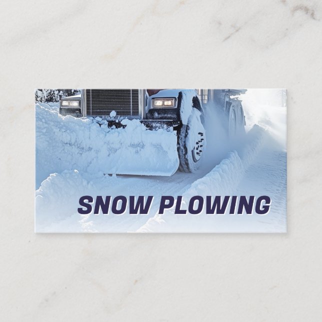 Snow Ploughing & Removal Service Truck Photo Business Card (Front)