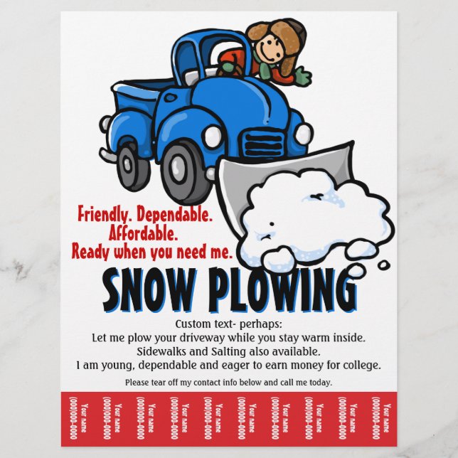 Snow Ploughing Service. Snow Removal business. Flyer (Front)