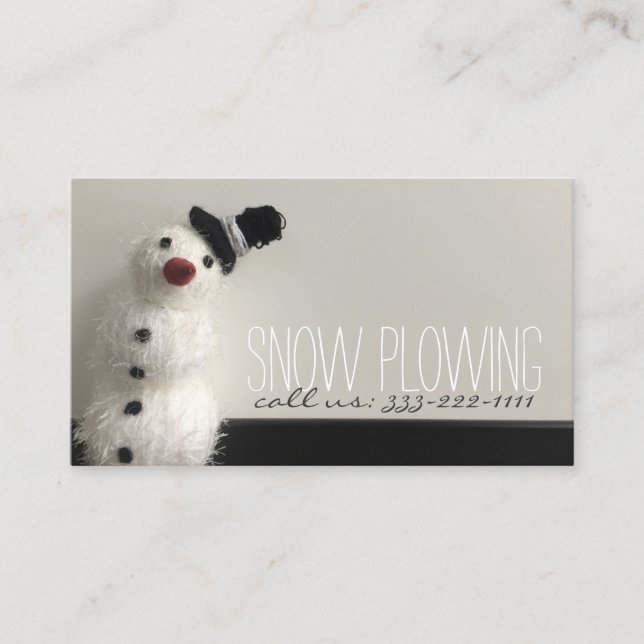 Snow Ploughing Service Snowman Photo Business Card (Front)
