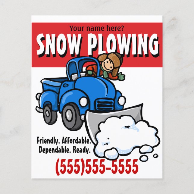 Snow Ploughing. Snow Removal Business Service. Flyer (Front)