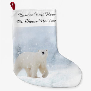Snow Polar Bear Winter Woodland Snowy Forest  Large Christmas Stocking