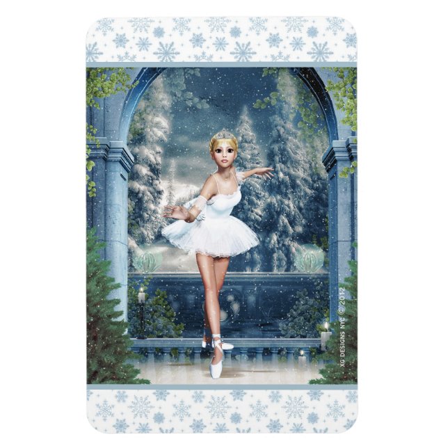 Snow Princess Ballerina Christmas Magnet (Vertical)