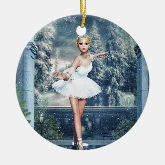Snow Princess Ballerina Double Sided Art Ornament (Front)