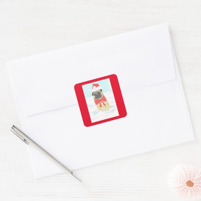 Snow Pug Sticker (Envelope)
