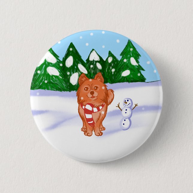 Snow Puppy 6 Cm Round Badge (Front)
