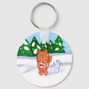 Snow Puppy Key Ring