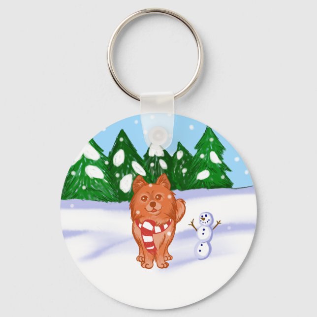 Snow Puppy Key Ring (Front)