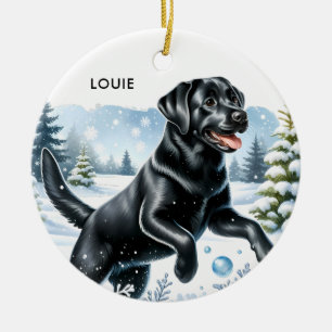 Snow Puppy - Labrador Puppy - Black Labrador Ceramic Tree Decoration