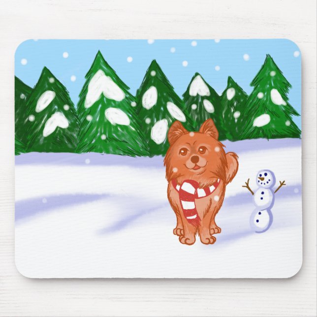 Snow Puppy Mouse Mat (Front)