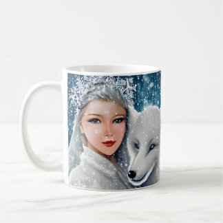 Snow Queen and White Fox Coffee Mug