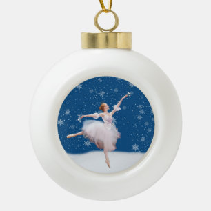 Snow Queen Ballerina Customisable Ceramic Ball Christmas Ornament