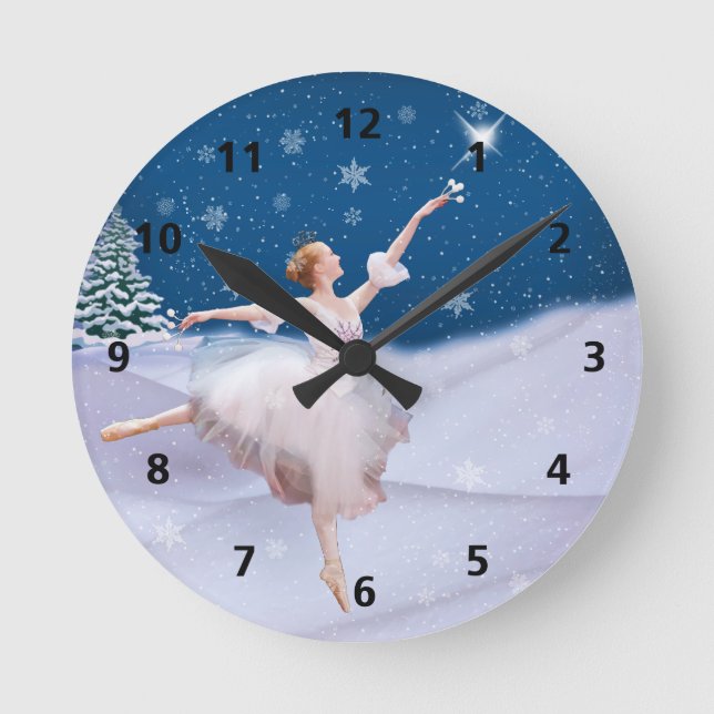 Snow Queen Ballerina Customisable Clock (Front)
