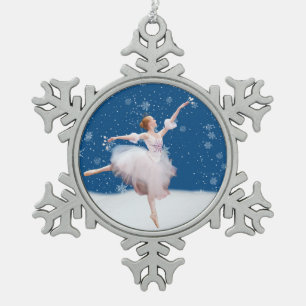 Snow Queen Ballerina Customisable Snowflake Pewter Christmas Ornament