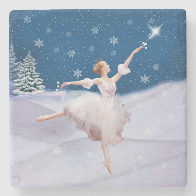 Snow Queen Ballerina Customisable Stone Coaster (Front)
