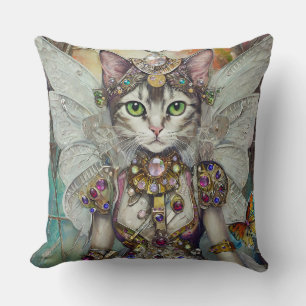 Snow Queen Cat of the Butterfly Wing Brigade Cushion