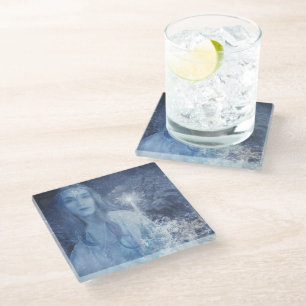 Snow Queen Christmas Fantasy Artwork Glass Coaster
