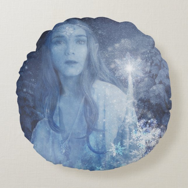 Snow Queen Christmas Fantasy Artwork iPhone Round Cushion (Front)